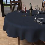 Nappe ronde anti - t�ches diam�tre 180 cm luxury bleu nuit, par soleil d'ocre