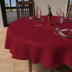 Nappe ronde anti - t�ches diam�tre 180 cm luxury rouge, par soleil d'ocre