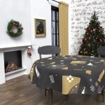 Nappe ronde anti - t�ches diam�tre 180 cm sapin noir, par soleil d'ocre