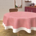 Nappe ronde anti - t�ches en coton diam�tre 160 cm vichy rouge, par soleil d'ocre