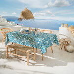 Nappe ronde en coton enduit feuillage abstrait