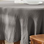 Nappe ronde gaze de coton granit 180x180 cm Nappe ronde gaze de coton granit 180x180 cm