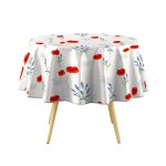 Nappe ronde grise et rouge d. 160 cm