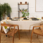 Nappe ronde plastifi�e lin et coton