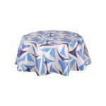 Nappe en toile cir�e ronde bleu d. 135 cm