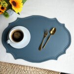 Napperon en cuir pour table a manger, sous - verre individuel, nappe, plat, tasse, assiette, ustensiles ...