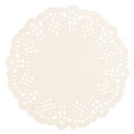 Napperon dentel� rond en papier cr�me 14cm 30 pi�ces