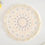 Napperons en jute tisss a la main, 1 pice, style ins, sous - verres rtro en coton lin, tapis dcoratifs, ...
