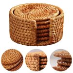 Napperons en rotin tiss� en paille de ma�s naturel, 6 pi�ces, tapis de table, thermo - isolant, porte ...