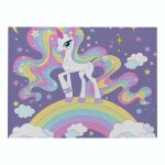 Napperon de table en coton et lin imprim licorne, sous - verre de dessin anim, tapis de table en tissu ...