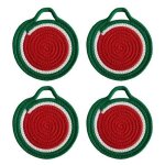 Napperon tiss en corde de coton ronde, srie fruits, tampons isolants, accessoires de cuisine, sous ...