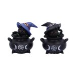 Nemesis now - hubble and bubble - figurines de chat noir familier de sorci�res et chaudron 8cm