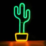 N�on lumineux - no name - cactus vert et orange - led - usb - a - d�coration int�rieure
