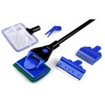 Nettoyeur d'aquarium 5 en 1, ensemble de nettoyage, filet a poisson, r�teau a gravier, grattoir a algues, ...
