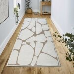 New age iceberg - tapis moderne motif iceberg en relief crme 80x200