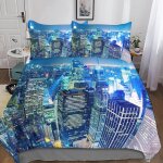 New york housse de couette fille avec taies d'oreillers parure de lit housses de couettes new york microfibre ...