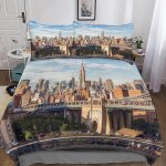 New york housse de couette fille avec taies d'oreillers parure de lit housses de couettes new york microfibre ...