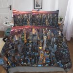 New york housse de couette d imprim�� de new york dessinparure de lit housses de couettes microfibre ...