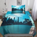 New york housse de couette d imprim�� new york parure de lit microfibre fermeture ��clair, housses de ...