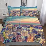 New york housse de couette �� motif new york impression d parure de lit housses de couettes en microfibre ...