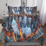 New york housse de couette, d new york motif imprim�� parure de lit housses de couettes en microfibre ...