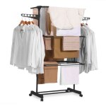 Newlux - schoir  linge vertical noir 4 doubles niveaux. 15m d? etendoir pliable et extensible pour ...
