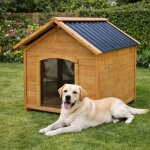 Niche en bois chalet pour chien - taille s - toit pvc