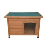 Niche pour chien en bois de sapin avec toit plat en asphalte - 58 x 86 x 63 cm - chien petite taille ...