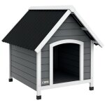 Niche pour chien design chalet sur pied - toit double pente, plancher amovible - plastique noir bois ...