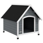Niche pour chien design chalet sur pied - toit double pente, plancher amovible - plastique noir bois ...