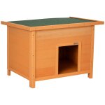 Niche chien sur pied dim. 85l x 58l x 58h cm - toit ouvrant bitum� vert - bois sapin pr� - huil�