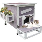 Niche d'extérieur pour chat - résistante aux intempéries - avec porte d'évacuation - maison extérieure ... Niche d'extérieur pour chat - résistante aux intempéries - avec porte d'évacuation - maison extérieure ...