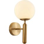 Nicrx applique murale globe verre blanc 150mm, design el�gant base laiton dor�, eclairage moderne et ...