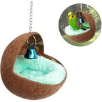 Nid d'oiseau en coquille de noix de coco naturelle, lit, canari, pinson, colombe, cage, mangeoire pour ...