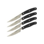 Nirosta 9919850 lot de 4 couteaux a steak, acier inoxydable, noir, 22 cm