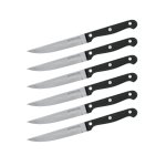Nirosta 9921150 lot de 6 couteaux a steak, acier inoxydable, noir, 21 cm