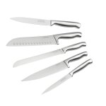Nirosta 9980850 ensemble de 5 couteaux de cuisine professionnels, couteau santoku, couteau a pain, couteau ...