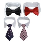 Noeud papillon pour animaux de compagnie, 4 pi�ces, costume pour chien et chat, collier ajustable et ...