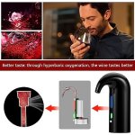 (noir)arateur a vin electrique, carafe de vin portable a une touche, distributeur oxydant a vin a filtre ...