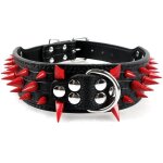 Noir, xs(38 - 46cm) 5 cm large rglable style punk sharp pointes pu cuir pet dog colliers pour chiens ...