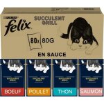 Nourriture humide pour chat - felix - succulent grill - poulet, b?uf, saumon, thon - 80 sachets de 80g ...