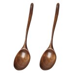 Nouveau chinois vintage style artisanal cuillre a soupe en bois lot de 2, pour le dner, salade desserts, ...
