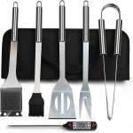 Nouveau produit, etui a couverts 6 en 1 pour gril + thermomtre a barbecue ensemble de couverts pour ...