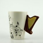 Nouveaut, tasse en cramique de 220ml, style harpe, notes de musique, tasse a th, caf, jus de citron, ...