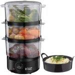 Nouvelhorizonstore - cuiseur vapeur ultra compact noir mat (400w, 7l, 3 niveaux, cuiseur de riz, minuterie ...