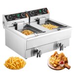 Nouvelhorizonstore - friteuse electrique commerciale 2 cuves de 12 l 6000 w friteuse � huile en inox ...