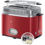 Nouvelhorizonstore - grille pain (design vintage premium) retro rouge (2 tranches, 6 niveaux de brunnissage ...