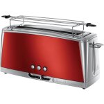 Nouvelhorizonstore - grille pain fente longue 2 toasts / 1 tranche baguette luna rouge inox (fente large, ...