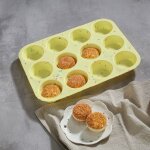 Nouvelle plaque a muffins en silicone couleur 12 trous rond multi - fonctionnel moule a gteau gteau ...