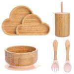 Nuage de pêche - vaisselle antidérapante pour bébé, 5 pièces, avec plaque'aspiration, fourchette, cuillère, ... Nuage de pêche - vaisselle antidérapante pour bébé, 5 pièces, avec plaque'aspiration, fourchette, cuillère, ...